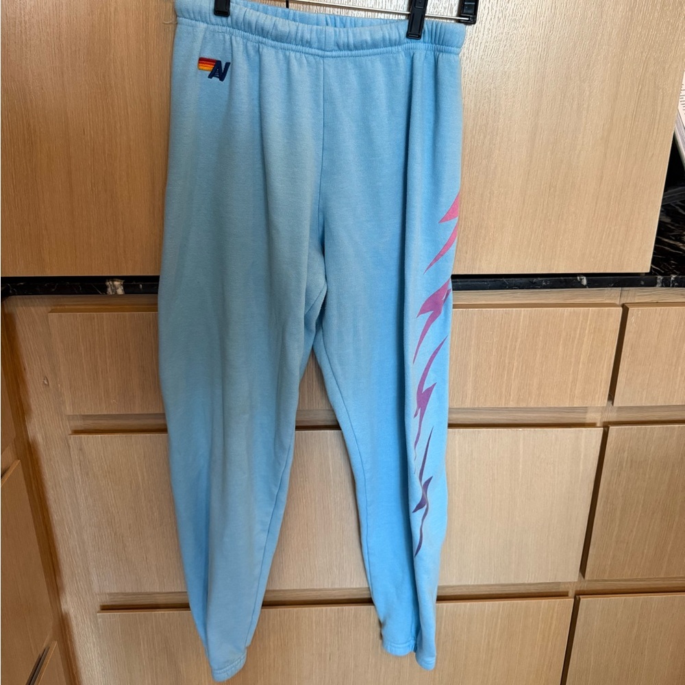 Aviator Nation Joggers with Pink Lightning Design